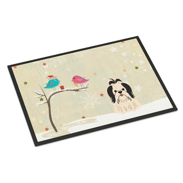 Carolines Treasures BB2560JMAT Christmas Presents Between Friends Shih Tzu Black White Indoor or Outdoor Mat; 24 x 0.25 x 36 in. BB2560JMAT - main